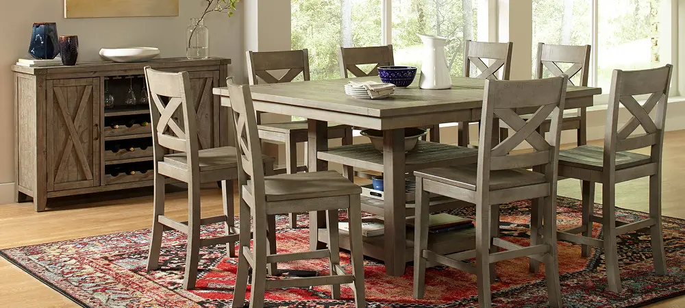 Square kitchen table in a breakfast nook