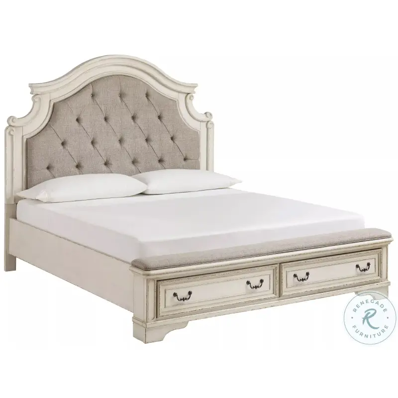 Realyn Upholstered Panel Bed with Storage Bench Footboard