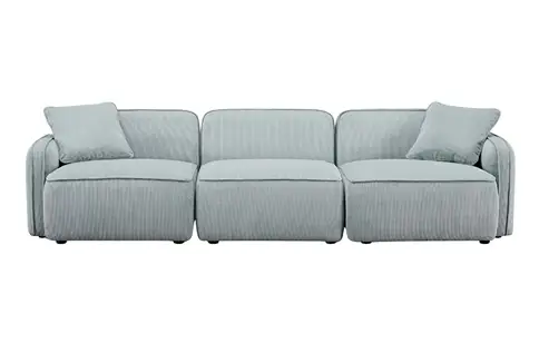 Travie Sea Foam Performance Corduroy Velvet Modular Sofa