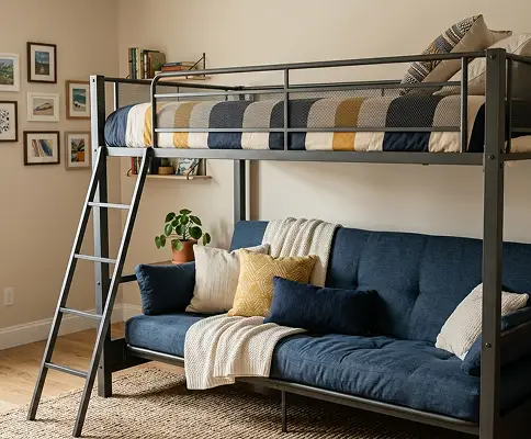 Convertible bunk bed futon