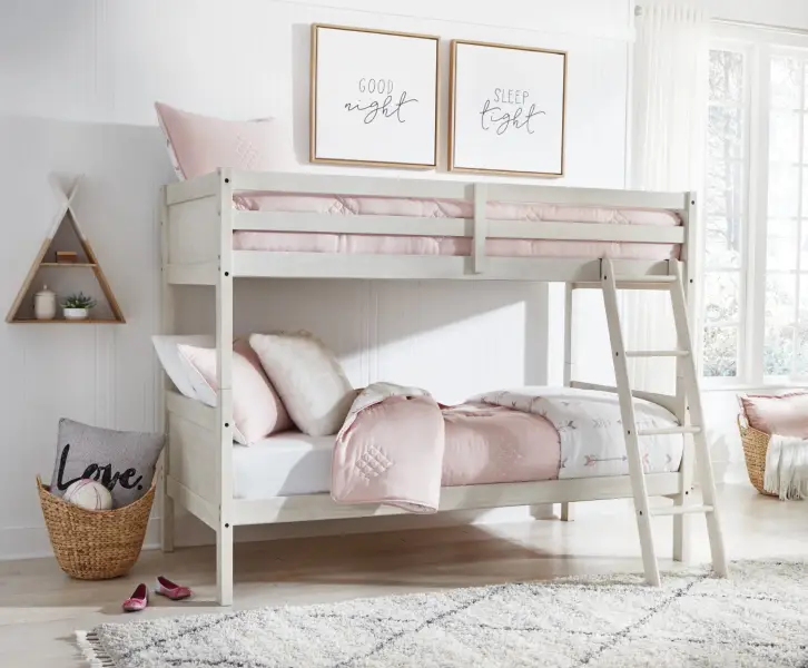 Classic white wood bunk bed