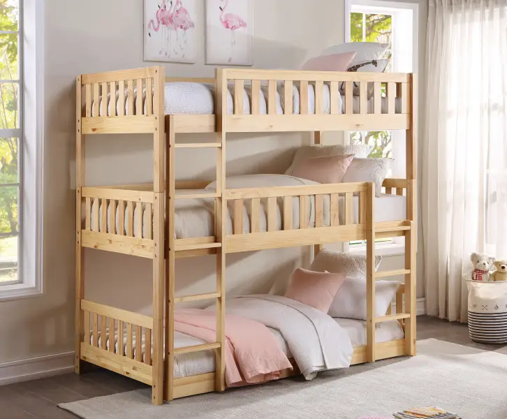 Pine with pale pink bunk bed