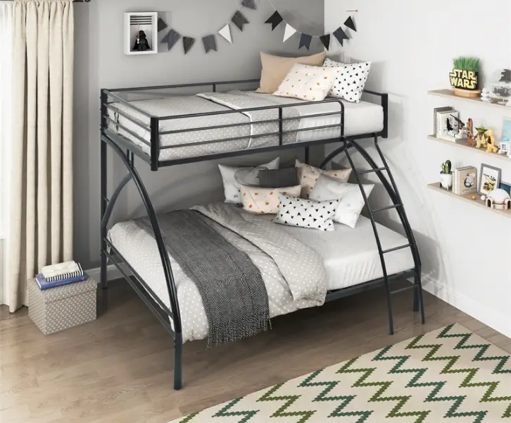 Sleek metal bunk bed