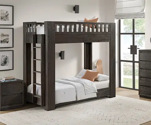 Industrial wood bunk bed