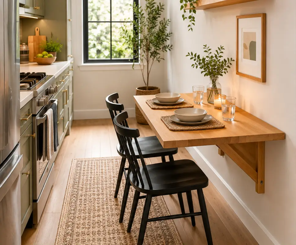 Wall-mounted and fold-down tables