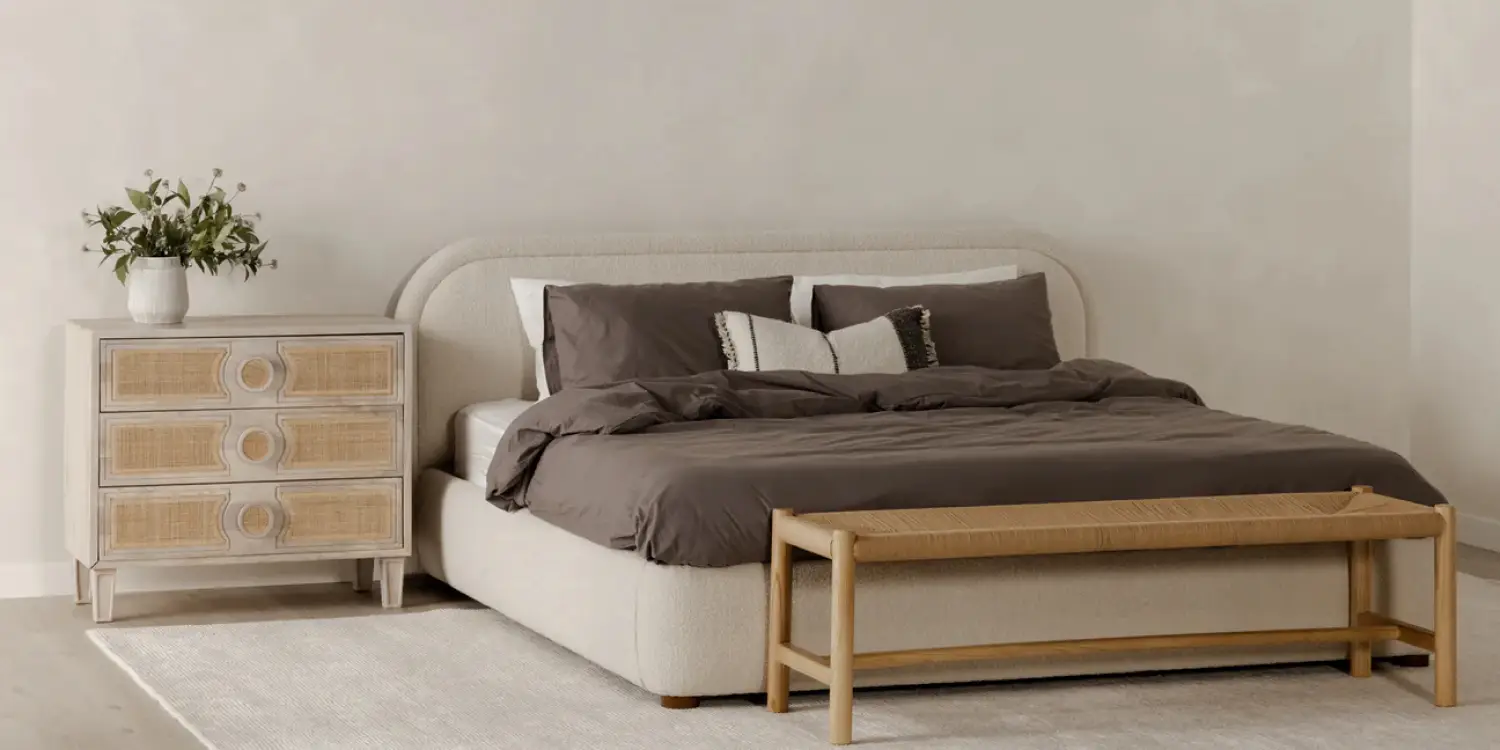 Build a cozy neutral bedroom palette