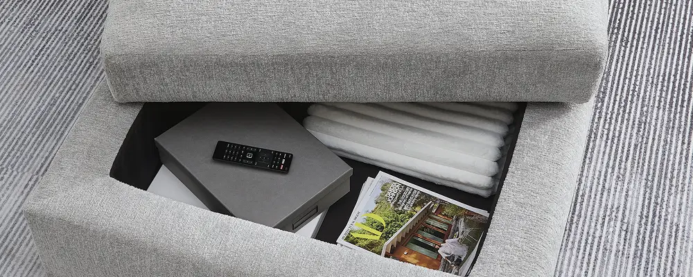 Dual-purpose furniture in a large living room