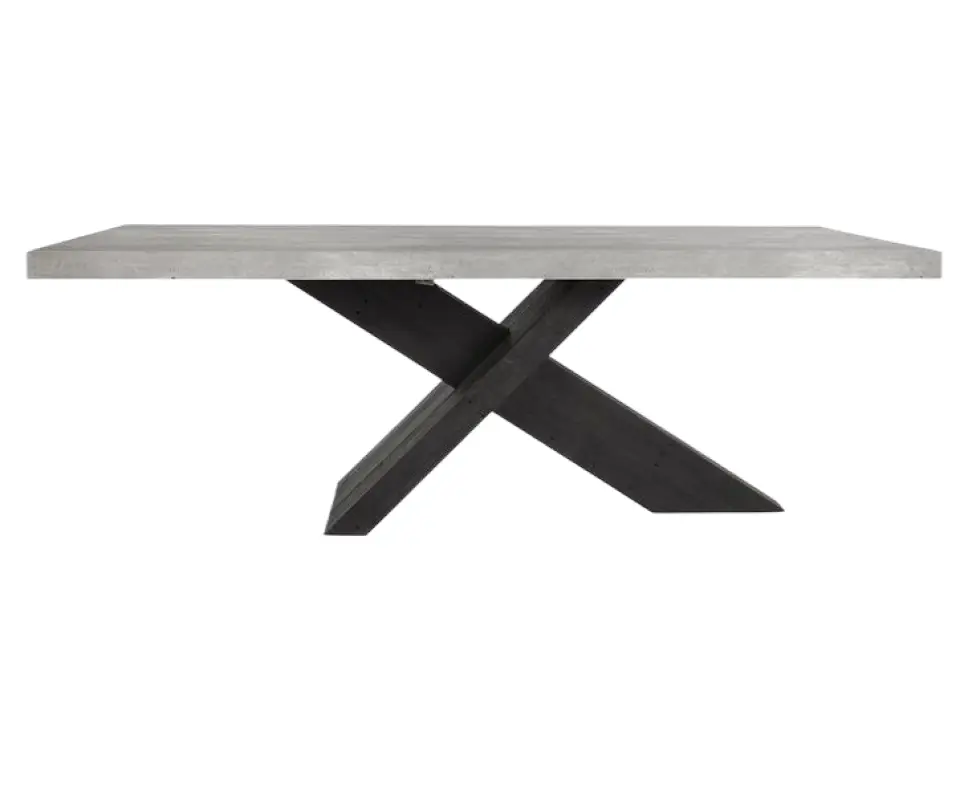 Durant Carbon Black & Weathered Cement Concrete-Top Dining Table