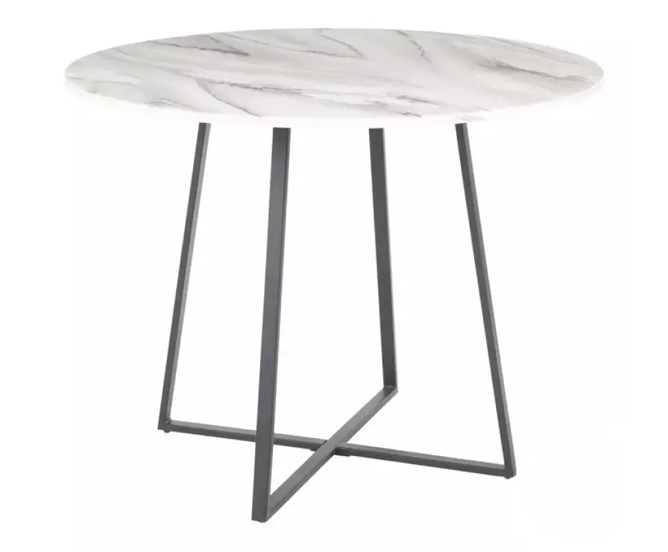 Cosmo Black Metal & White Marble Top Dining Table
