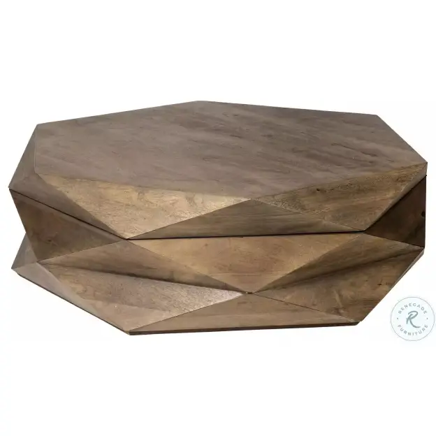 Arreto Medium Brown Hexagonal Hinged Storage Large Coffee Table