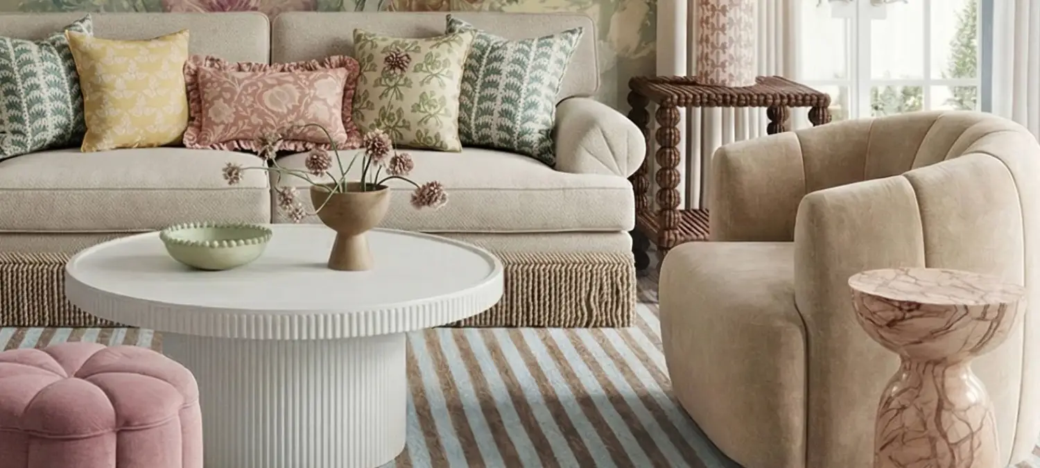 Bold rug and textile mix
