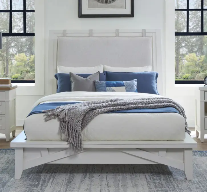 Bedroom with high-quality neutral bedding