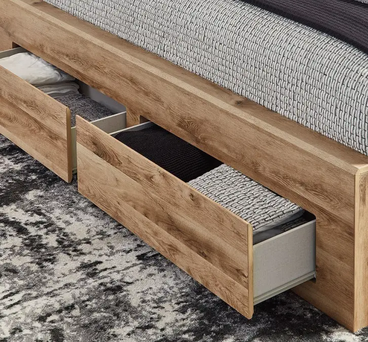Storage bed with built-in drawers