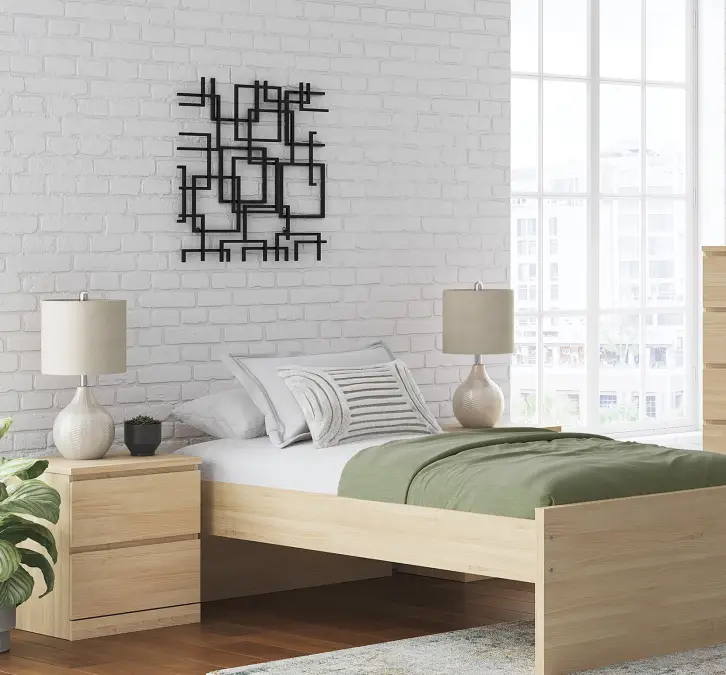 Streamlined nightstands with clean drawer fronts