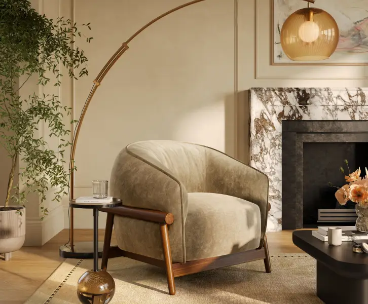 Minimalist living room without a sofa