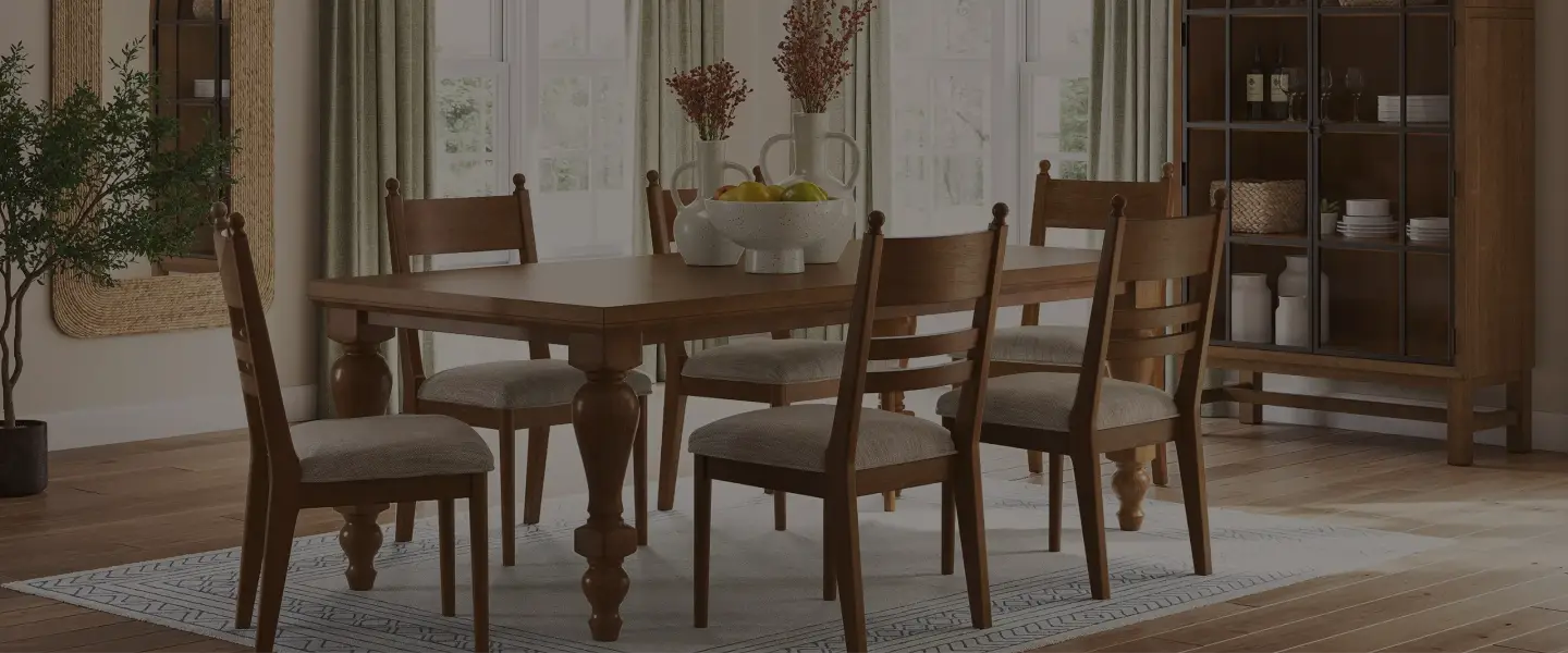 Dining room featuring a coordinated wooden dining table and chair set