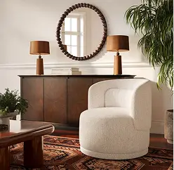Massa Textured Beige Performance Fabric Swivel Accent Chair