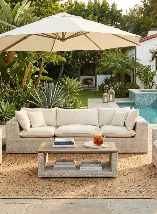 Outdoor sofa collection setup