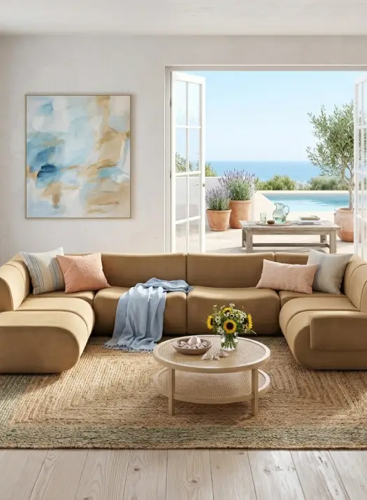Outdoor sofa collection setup
