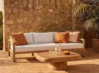 Adelaide Brown and White 90" Outdoor Sofa