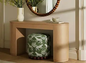 Dex Olive Green Leopard Jacquard Ottoman