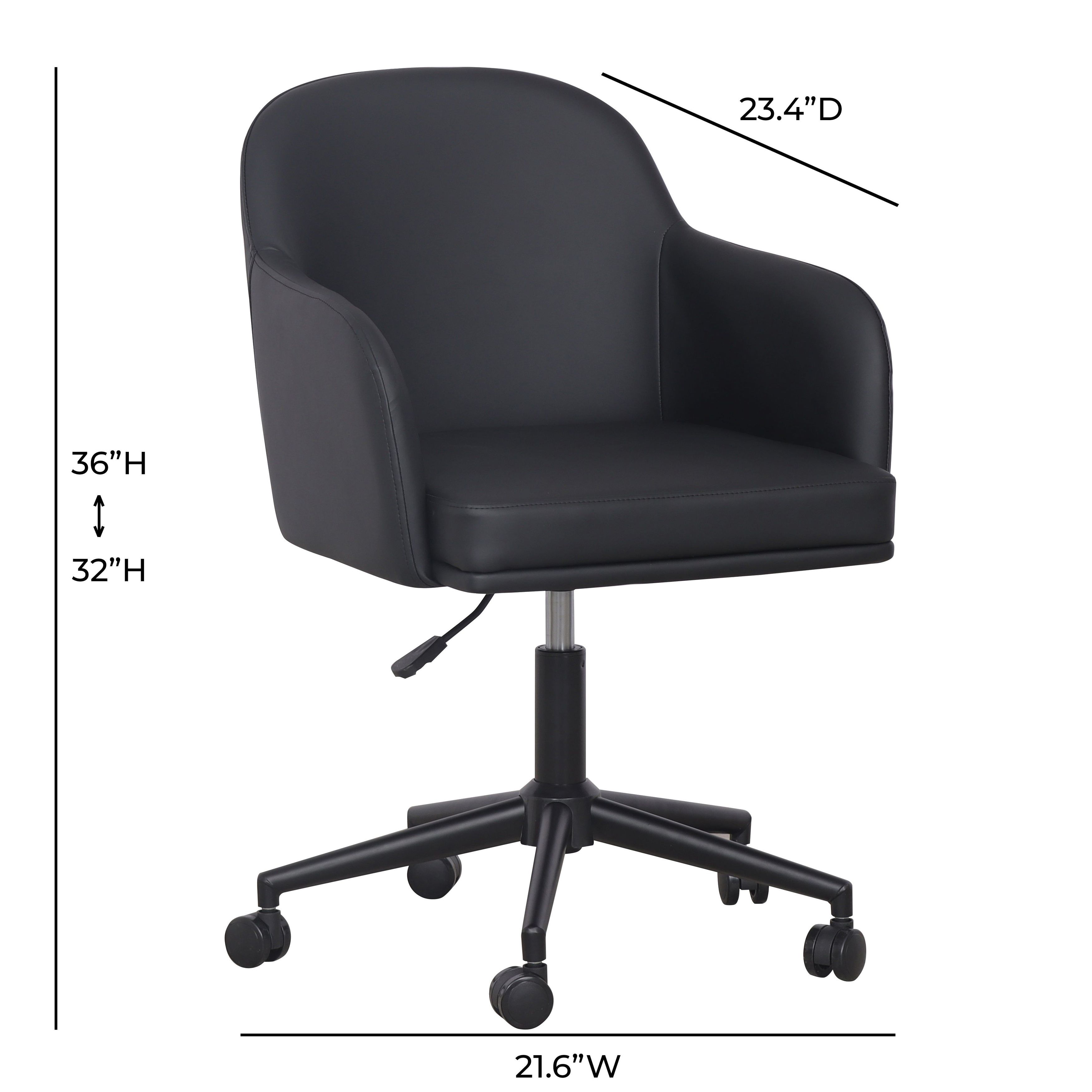 Sydney Black Upholstered Swivel Desk Chair