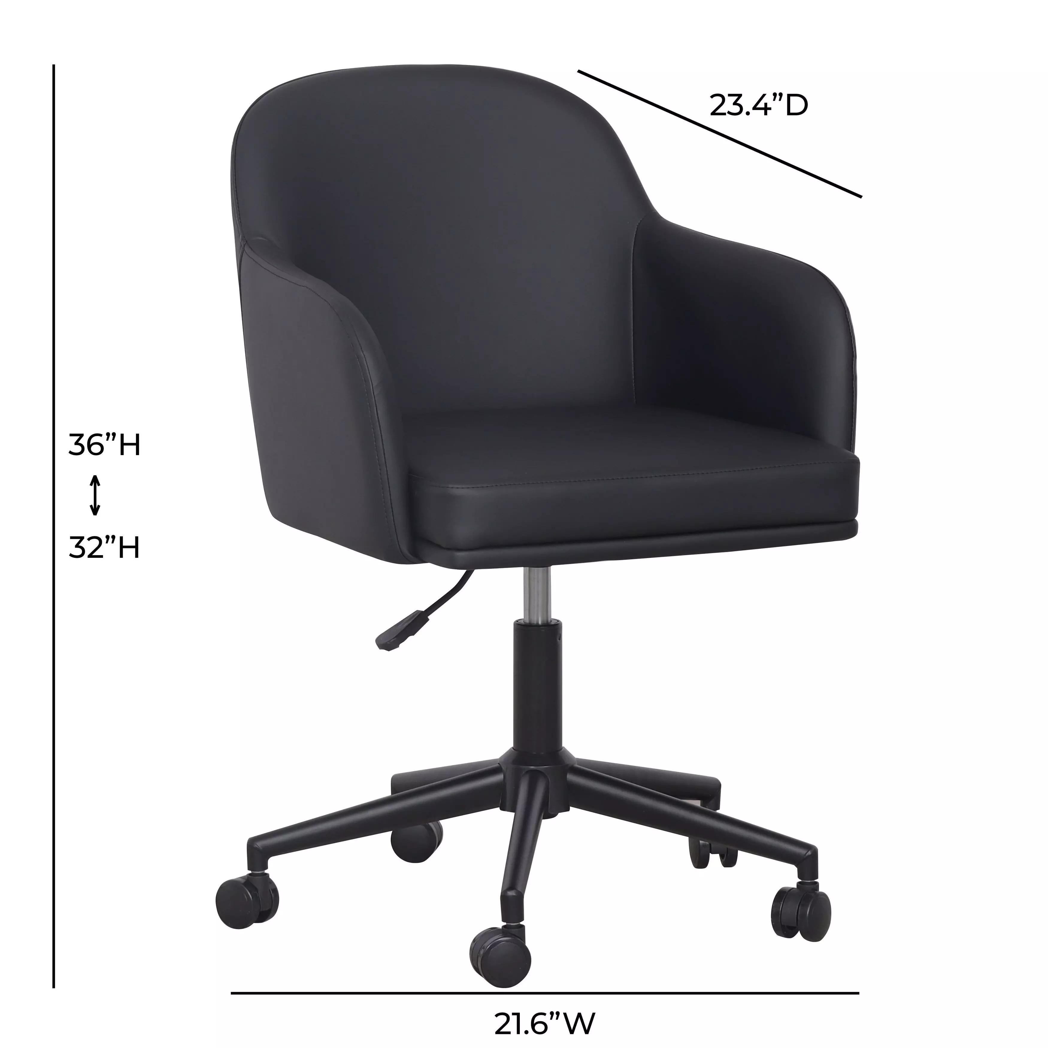 Sydney Black Upholstered Swivel Desk Chair