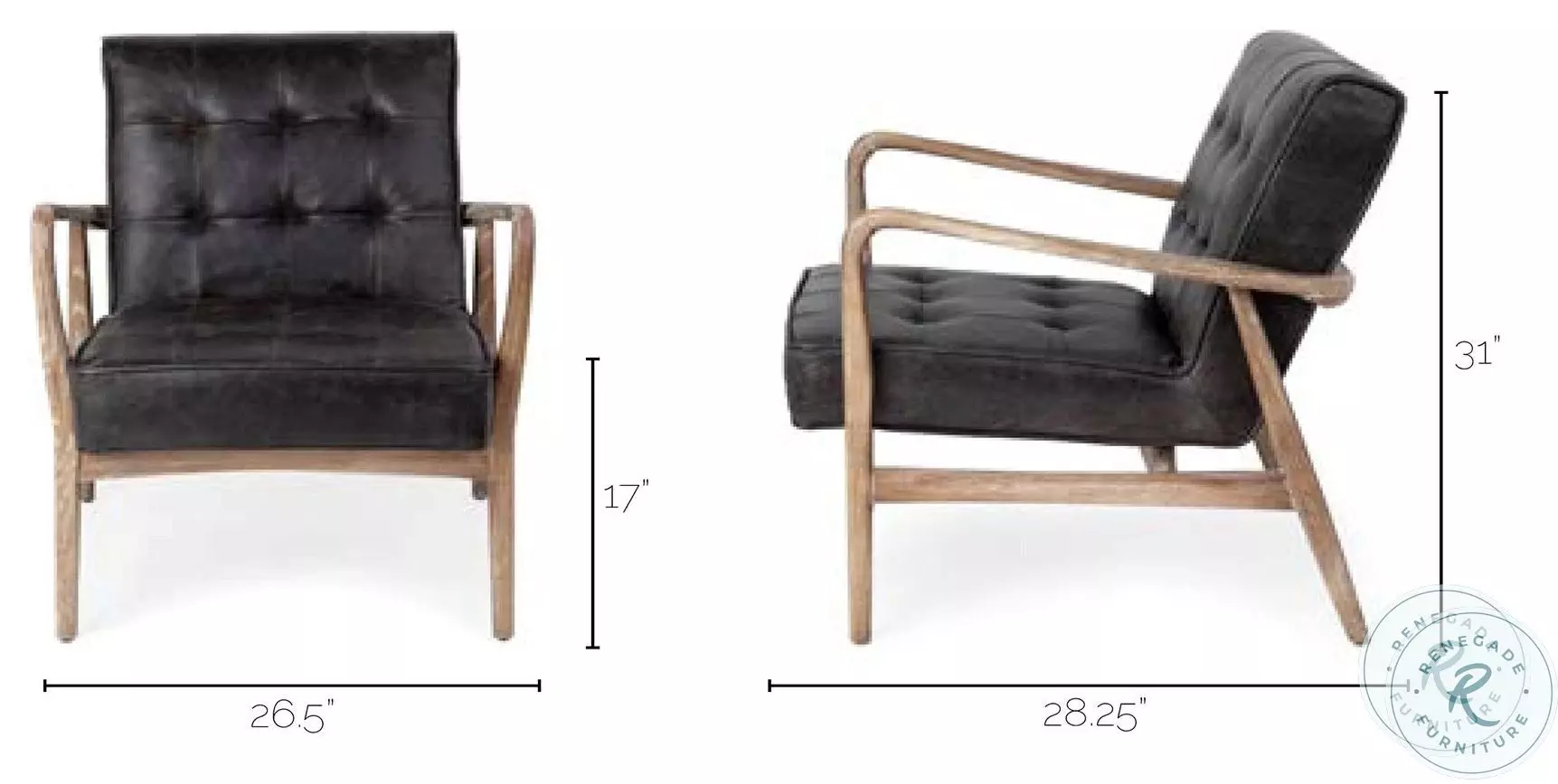 Phineas Black Leather Accent Chair