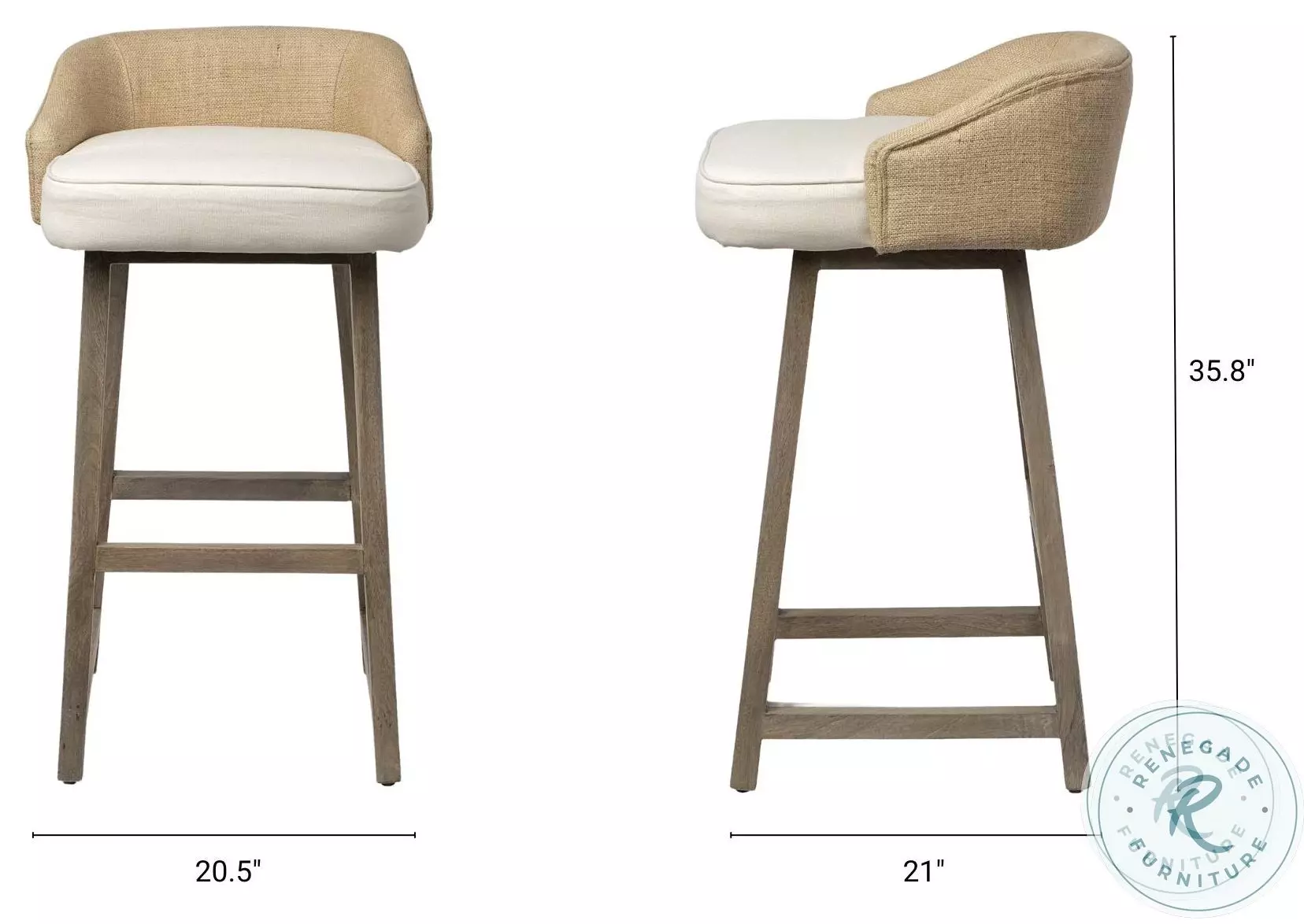 Monmouth Cream Beige Fabric Bar Stool