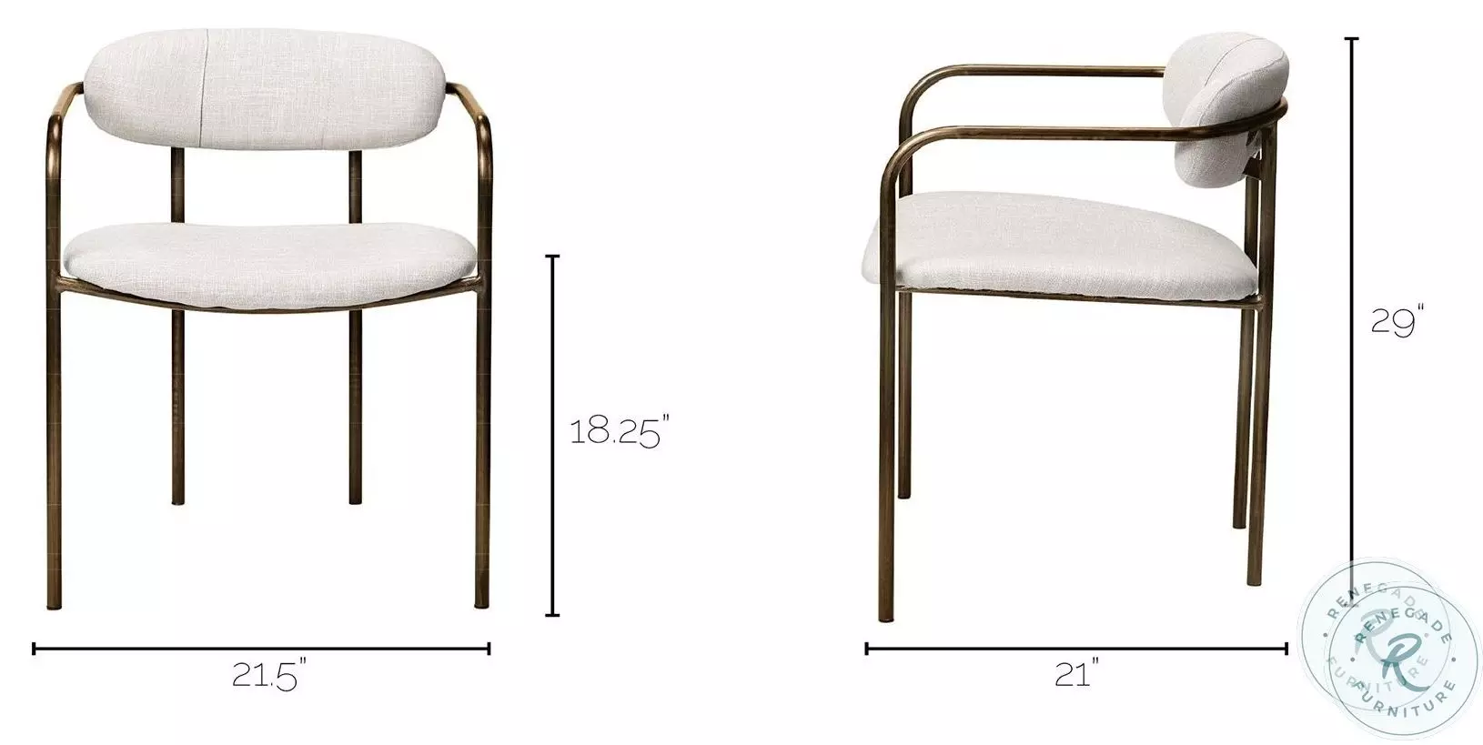 Parker Cream Fabric And Gold Metal Dining Chair