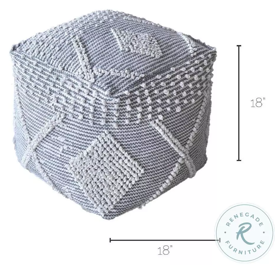 Brinket Cream Polyester Square Pouf