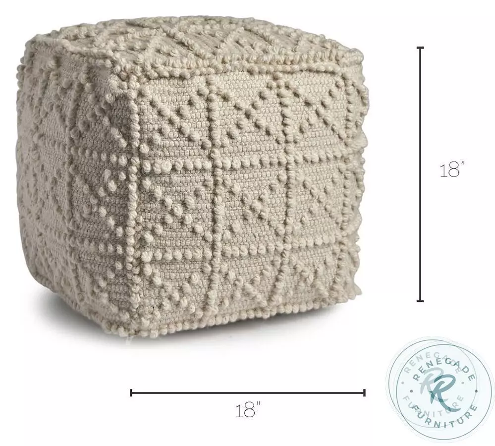 Leroy Cream Wool Square Pouf
