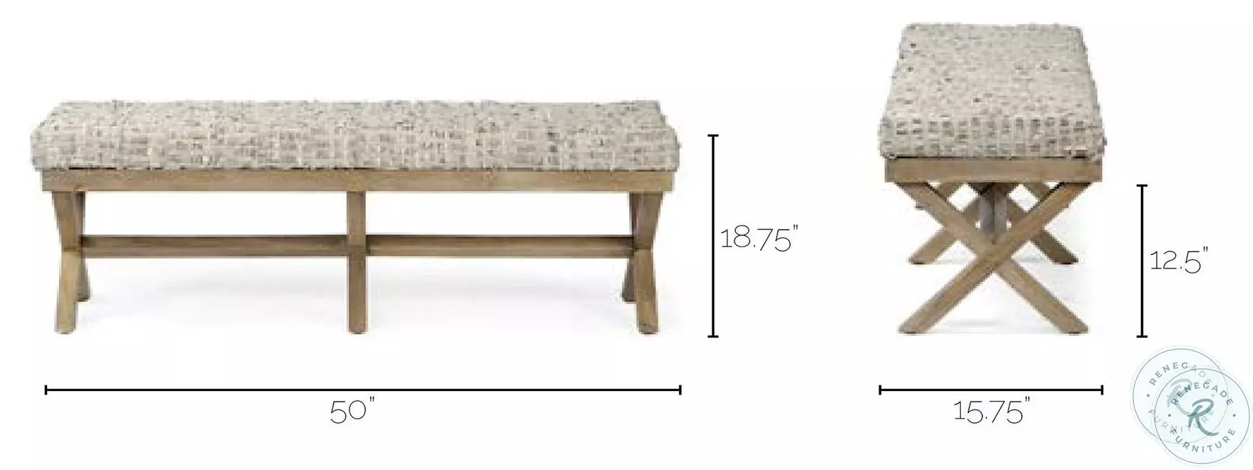 Solis Beige Woven Leather Bench