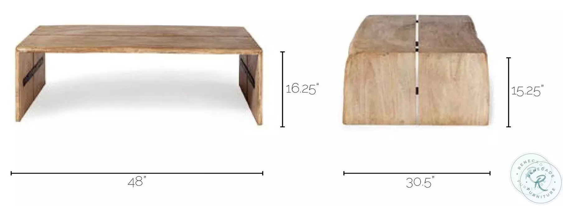 San Brown Solid Wood Rectangular Coffee Table