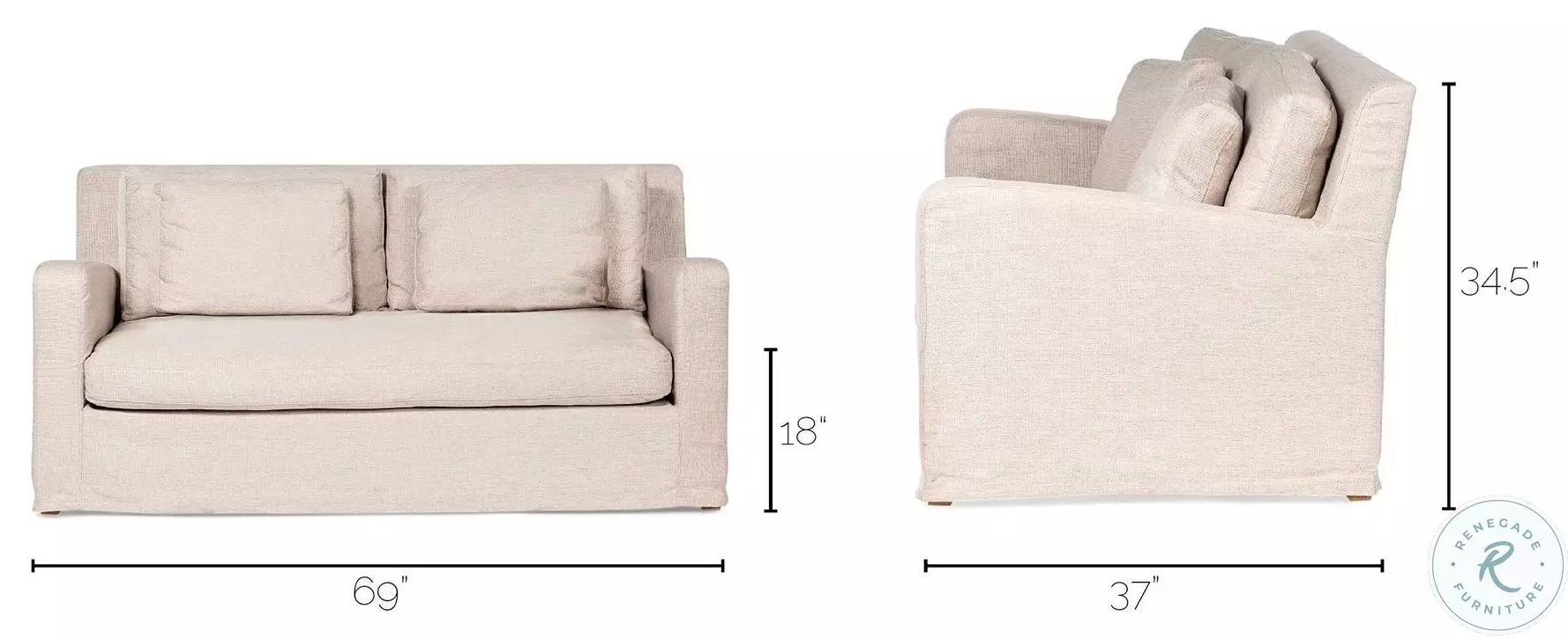 Denly Beige Slipcover Loveseat