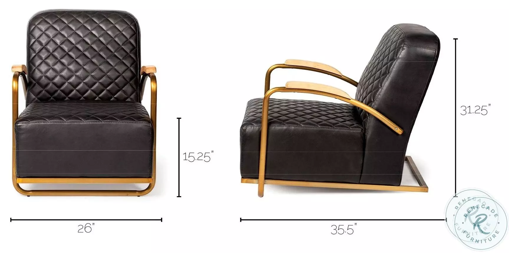Horace Black Leather Diamond Pattern Accent Chair