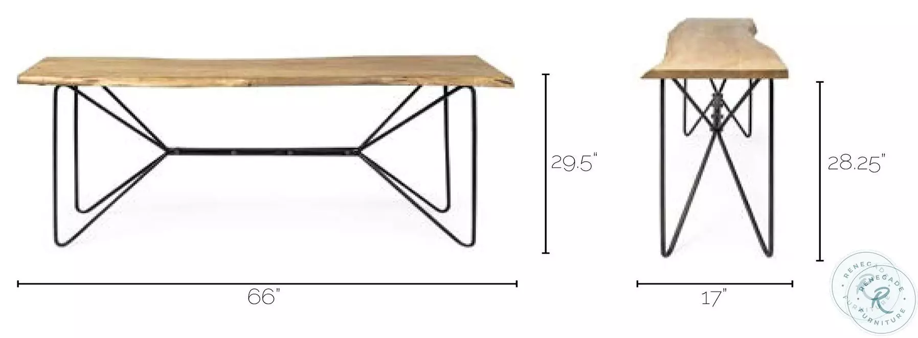 Papillion Blonde Wood And Black Metal Console Table