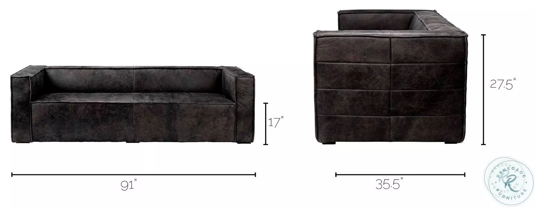 Stinson Black Leather Sofa
