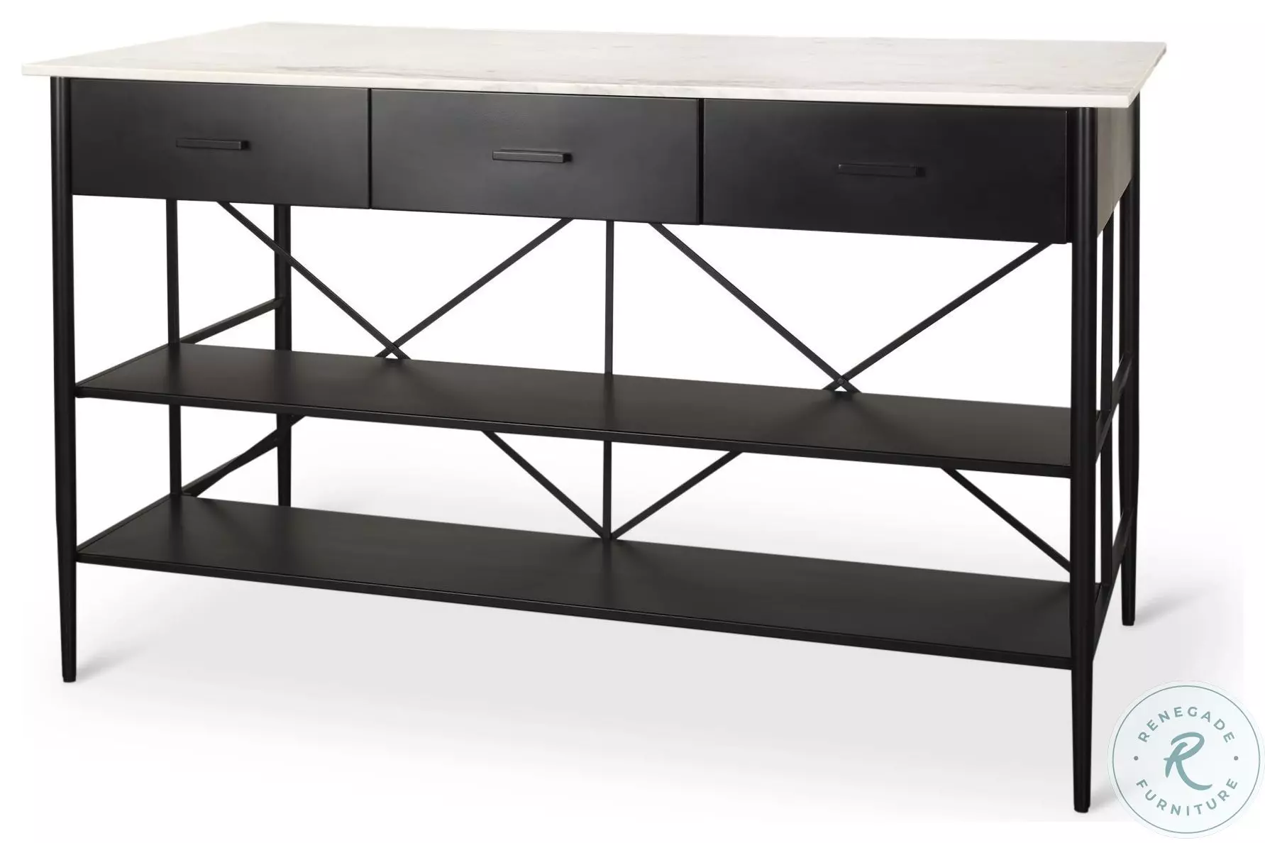 Amika White Marble Top Black Metal Kitchen Island From Mercana