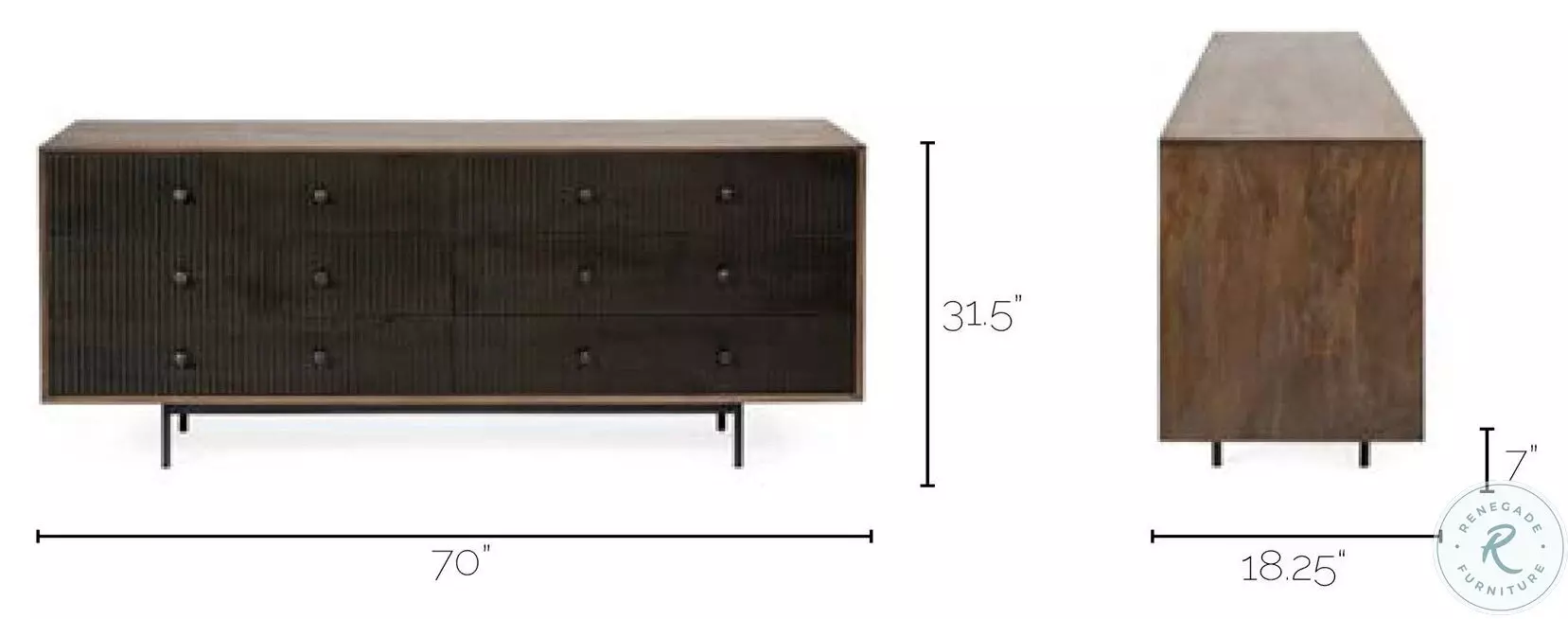 Grace Two Tone Brown Solid Wood 6 Drawer Sideboard