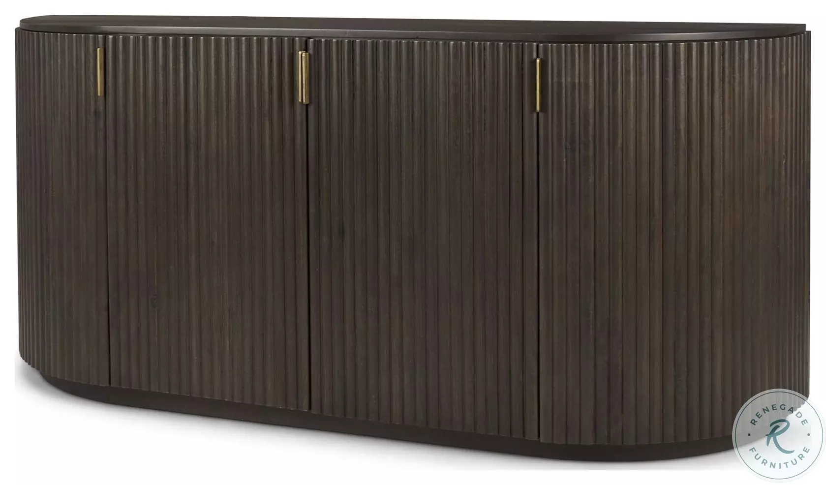 Terra Dark Brown Fluted 4 Door Sideboard From Mercana Furniture