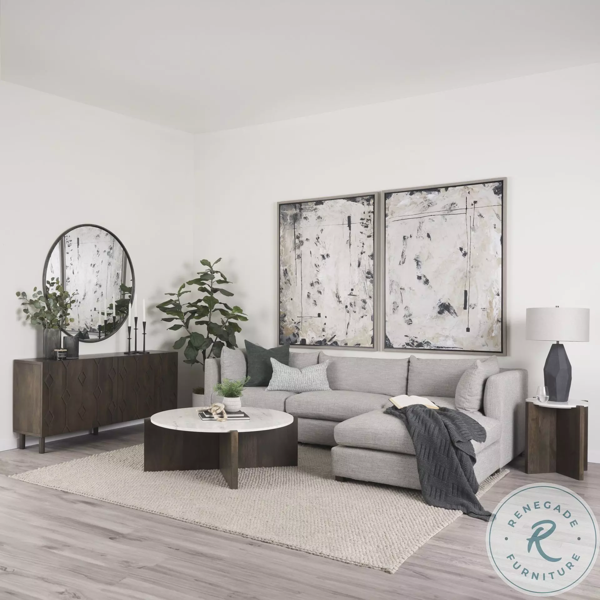 Bianca White Marble And Dark Brown Wood Coffee Table From Mercana