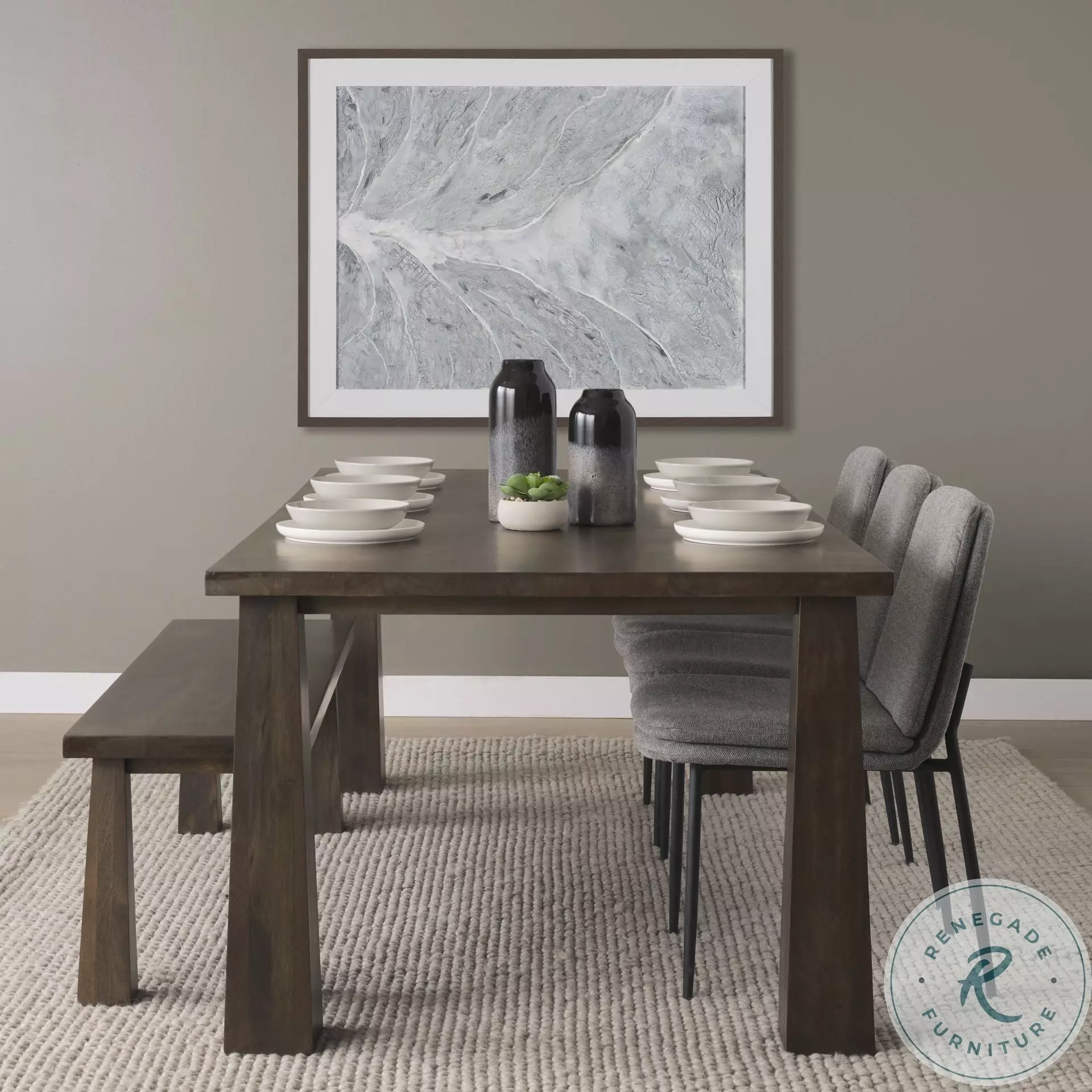 Wolcott Dark Brown Solid Wood Rectangular Dining Room Set from Mercana ...