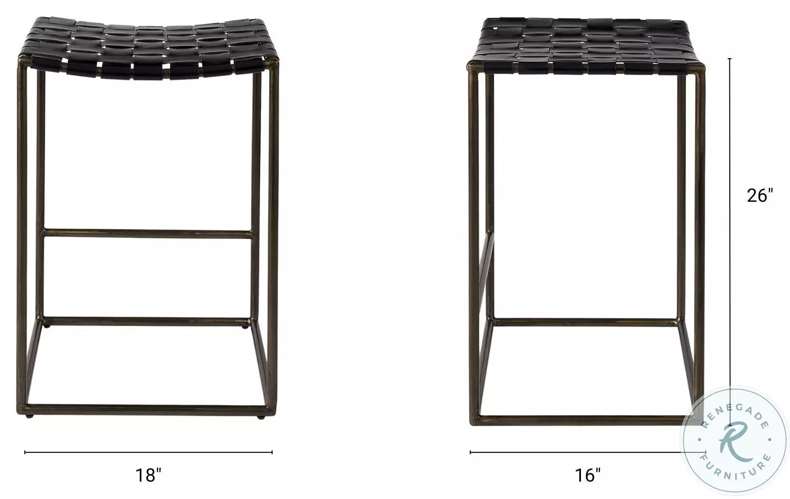 Clarissa Black Woven Leather Counter Height Stool