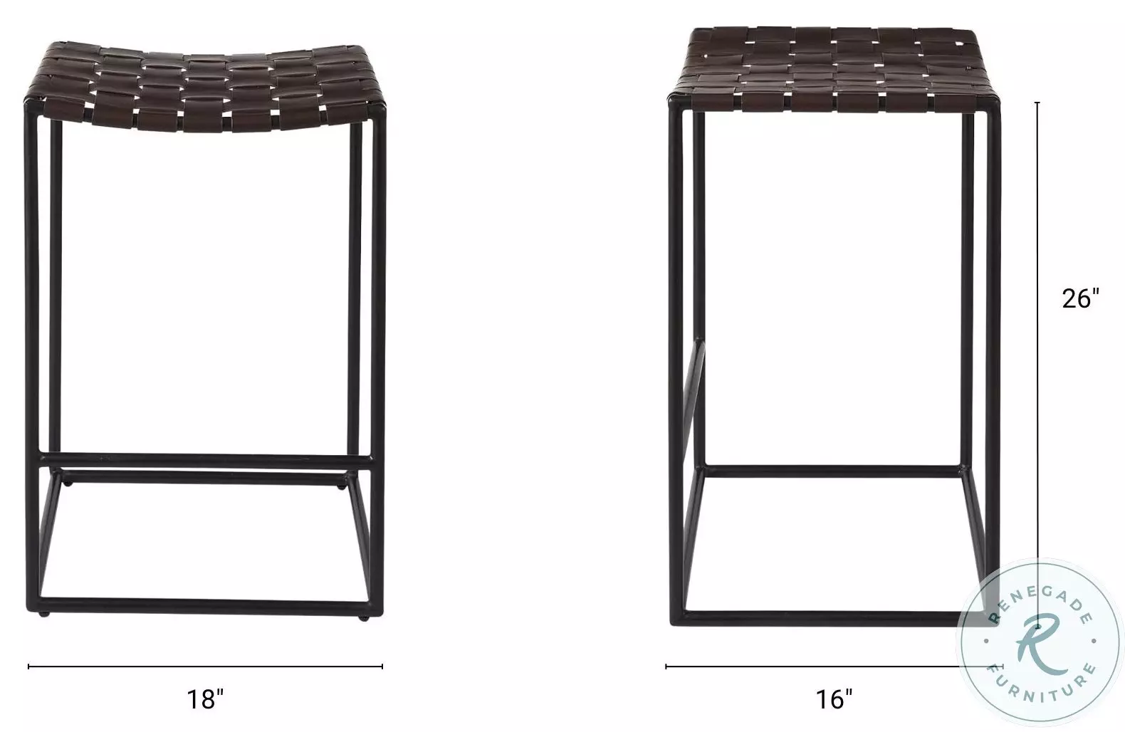 Clarissa Dark Brown Woven Leather Counter Height Stool