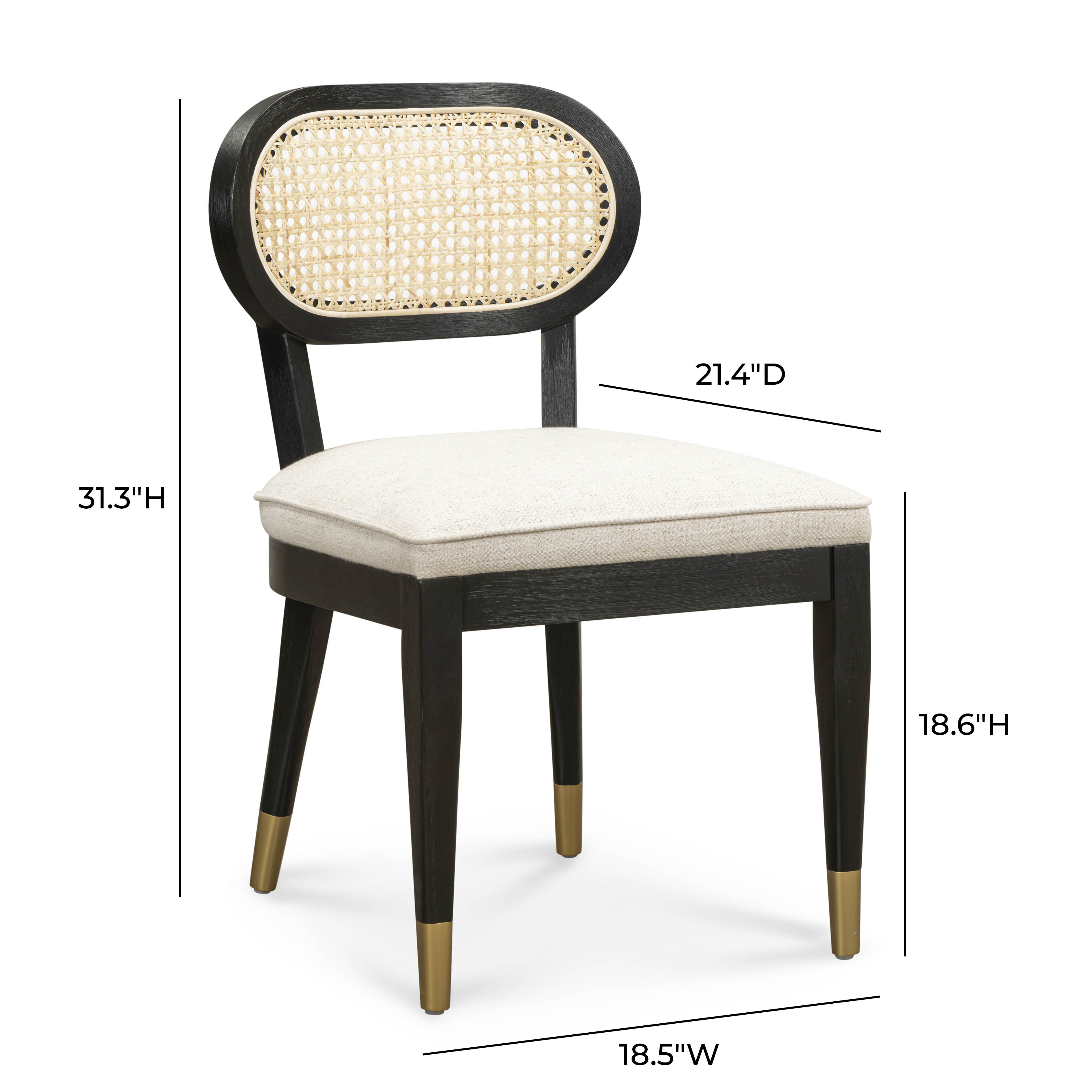 Cosette Black Dining Chair Upholstered in Cream Performance Linen