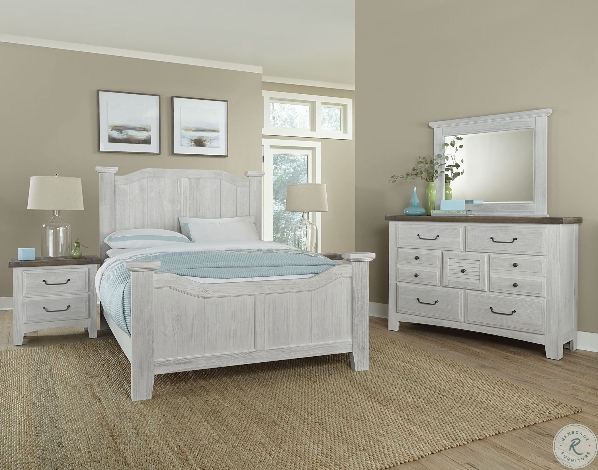 Sawmill Alabaster TwoTone Arched Bedroom Set from Vaughan Bassett