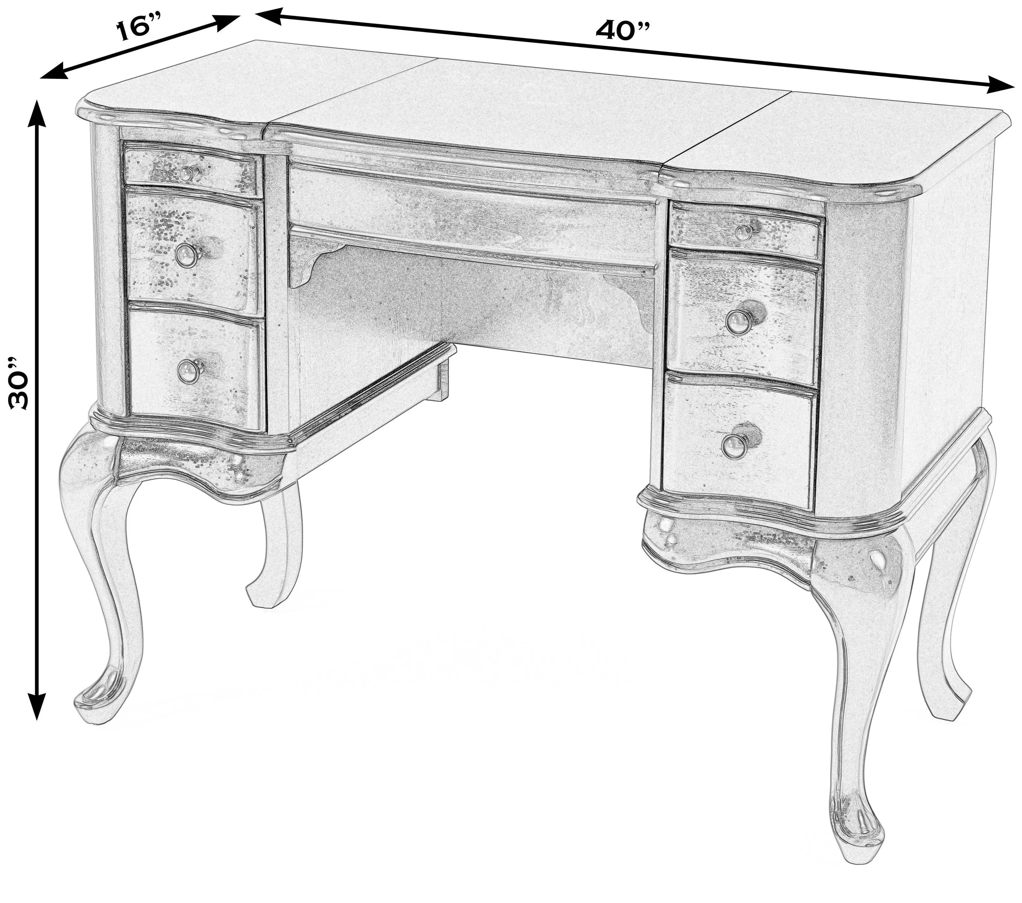 Charlotte Pastel Blue 40" Rectangular Vanity and Valet Desk