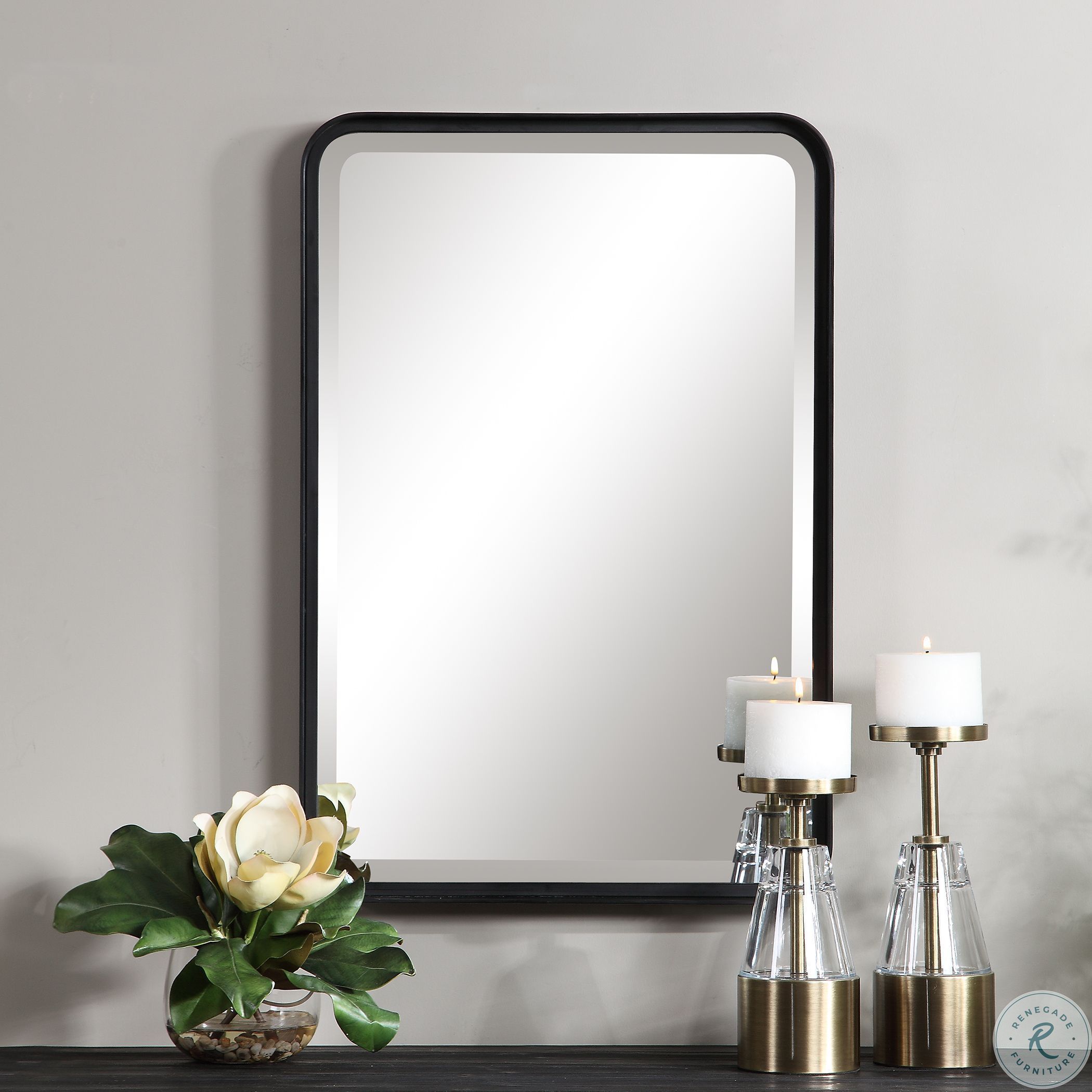 Croften Matte Black Vanity Mirror from Uttermost Coleman Furniture