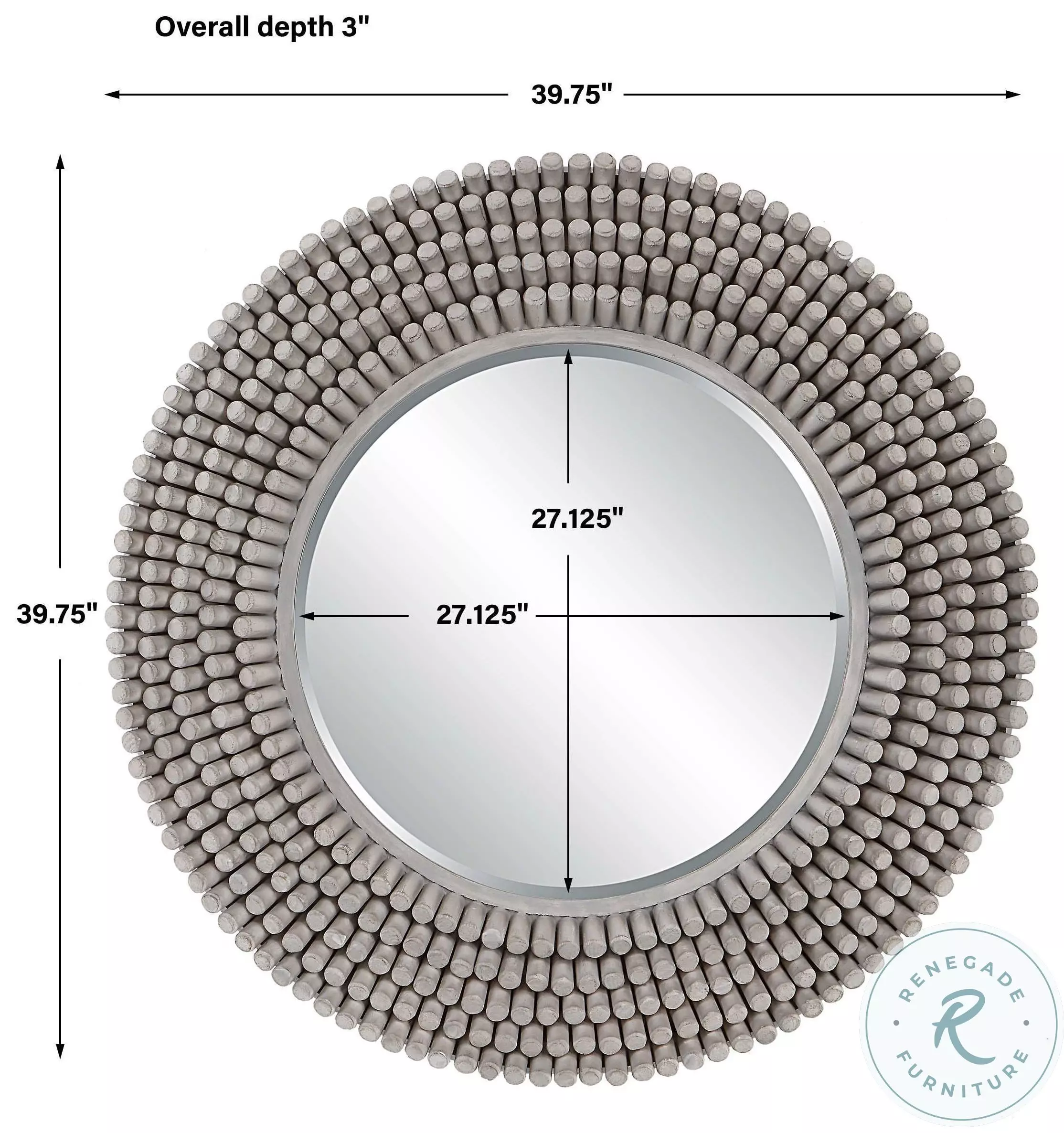 Hartford Light Driftwood Round Mirror